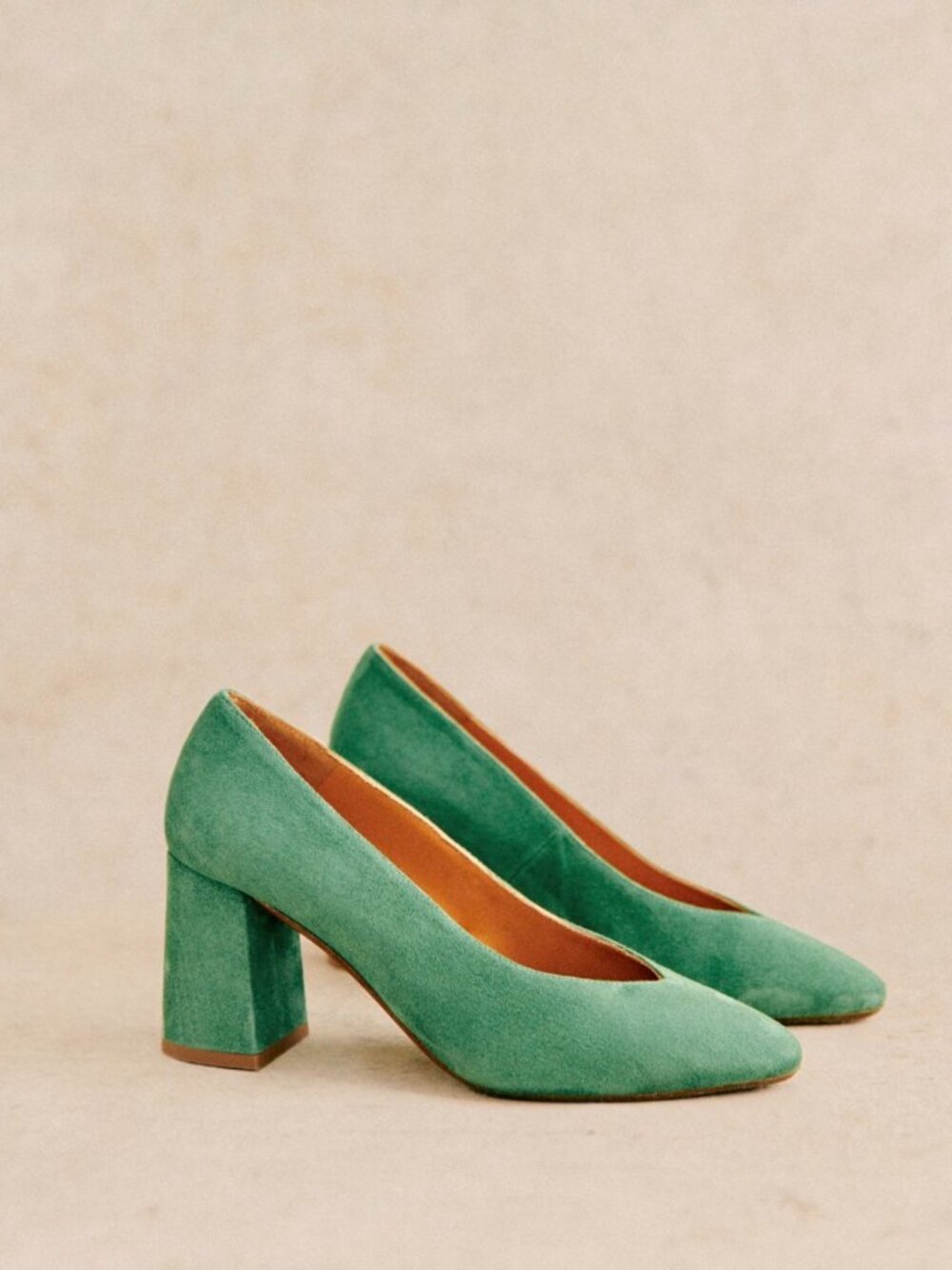 Sézane Rue Saint-Fiacre Green Suede Block Heel Pumps EU 38 / US 7 - Picture 7 of 8